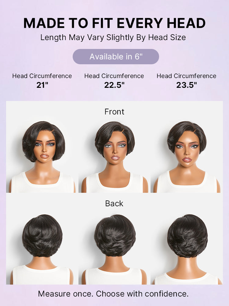 Elegant Natural Black Layered Short Pixie Cut Minimalist HD Lace Wig Pre-cut Lace