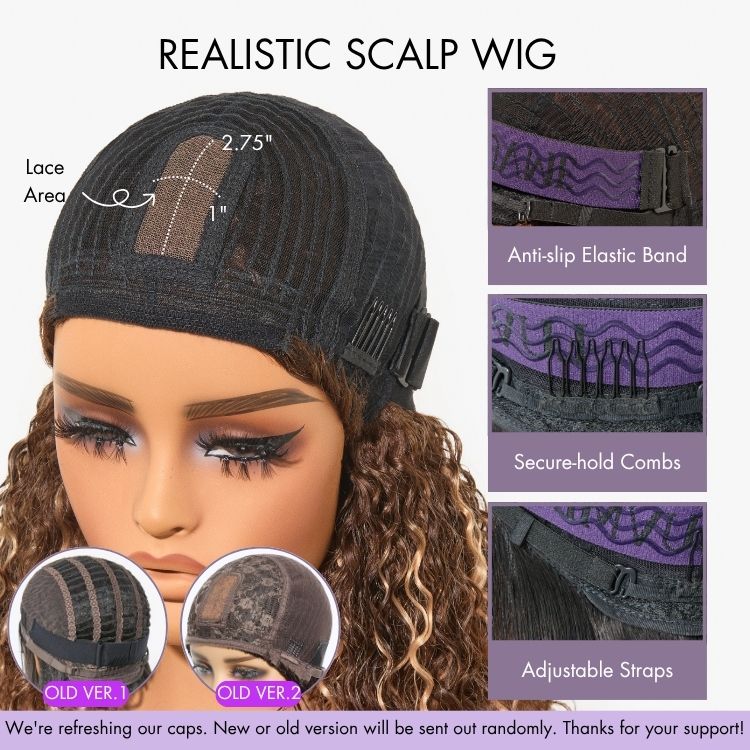 Beginner Friendly Brown Loose Wave Glueless Minimalist Lace Shoulder Length Wavy Bob Wig with Bangs