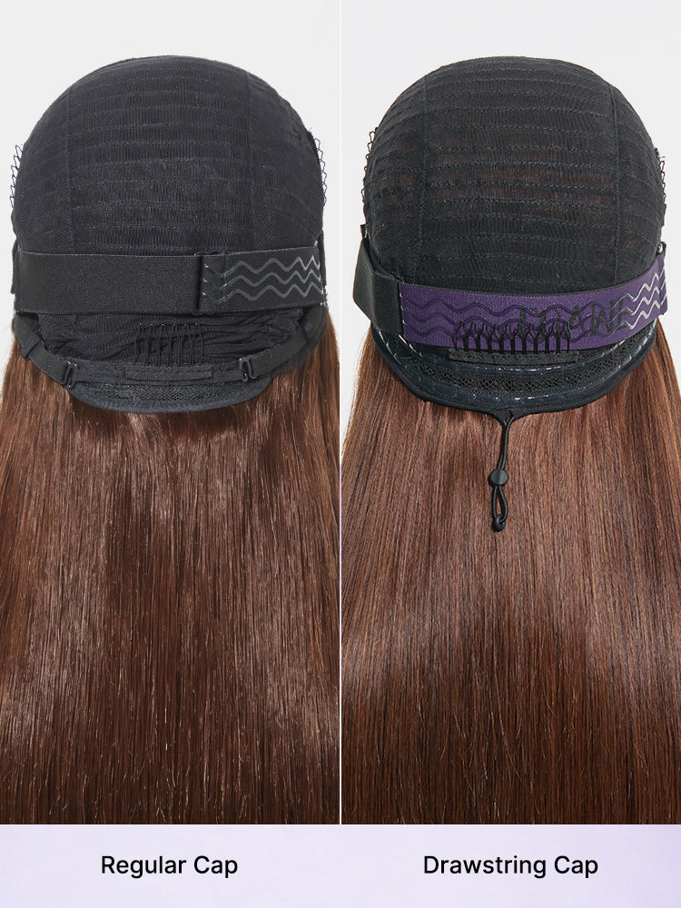 Rich Chocolate Brown Silky Straight 180% Density Glueless 13x4 Lace Frontal Wig Pre-Cut Lace