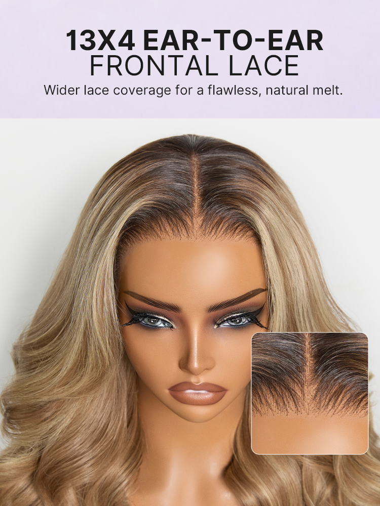 180% Density Honey Blonde Body Wave 13x4 Frontal HD Lace Wig Pre-cut Lace