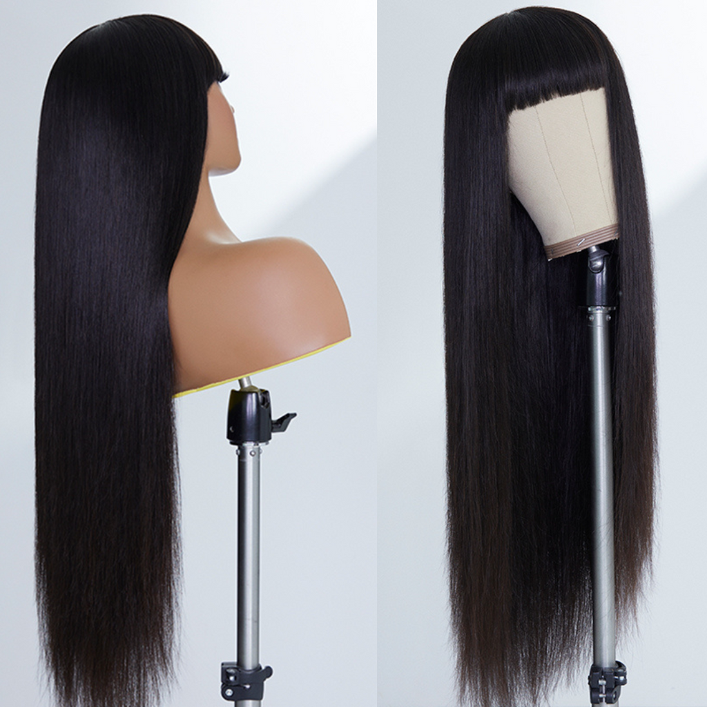 Vanessa Style Silky Straight With Bangs No Lace Glueless Long Wig 100% Human Hair