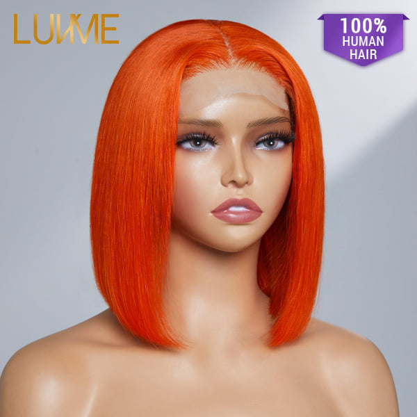 Luvme Fiery Orange Glueless 4x4 Closure Bob Wig 100% Human Hair