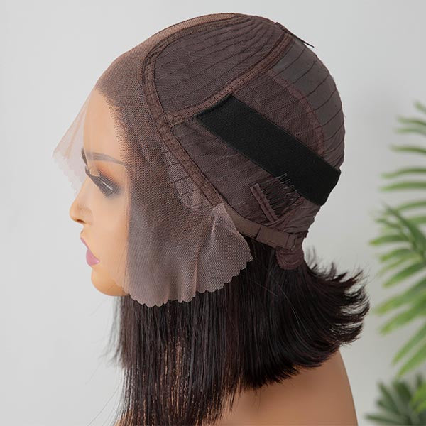 Pre-bleached Glueless Middle Part Wide T Lace Bob Wig 100% Human Hair | Easy & Daily- US Only